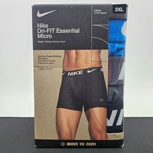 Nike Dri-FIT Essential Micro Trunks 3 Pack Mens Sz 2XL Blue Grey Black KE1156461